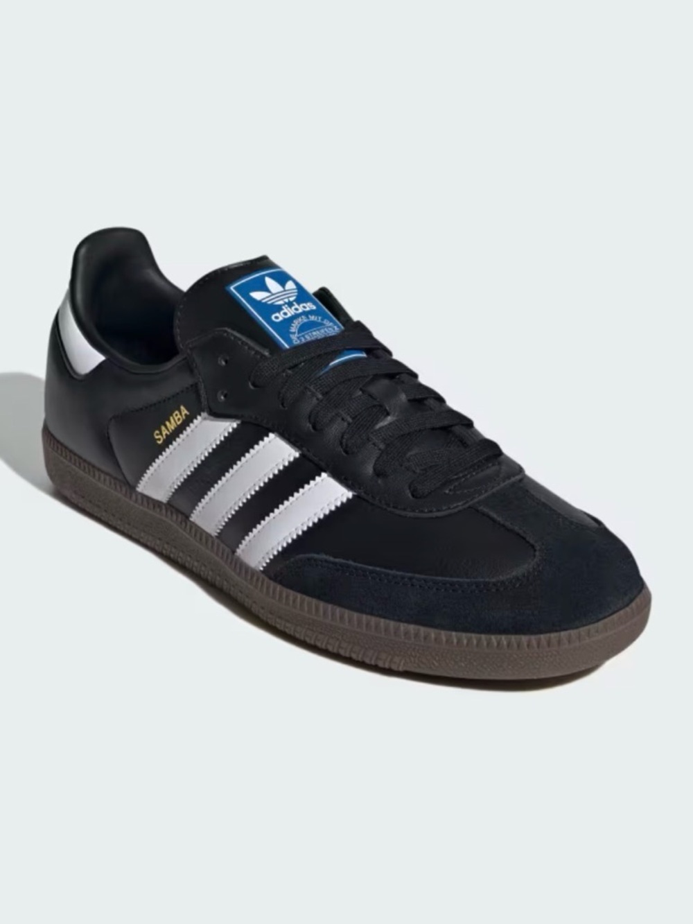 adidas Samba Black with White Stripes and Gum Sole